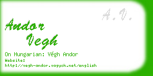 andor vegh business card
